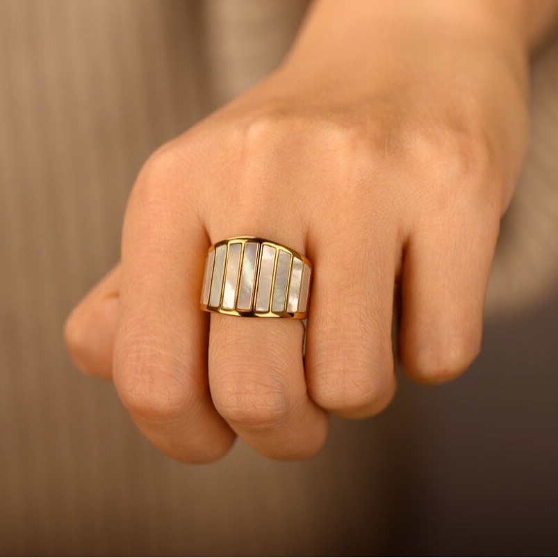 Mother Of Pearl Gold Ring